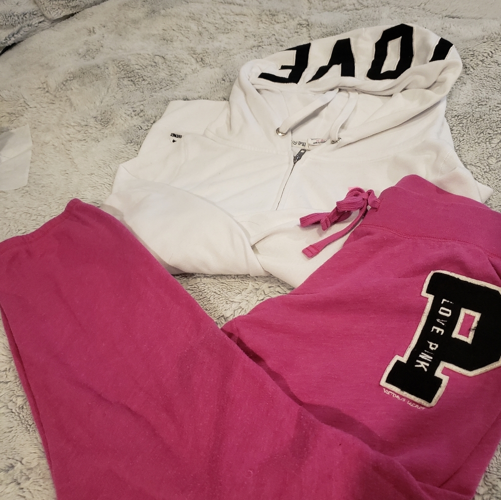 PINK cropped sweats and hoodie bundle